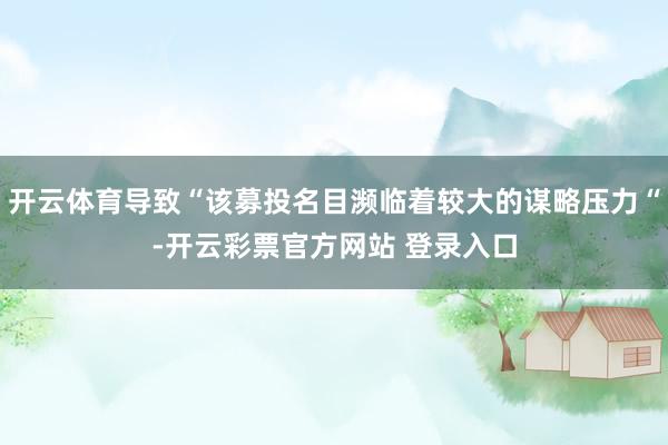 开云体育导致“该募投名目濒临着较大的谋略压力“-开云彩票官方网站 登录入口