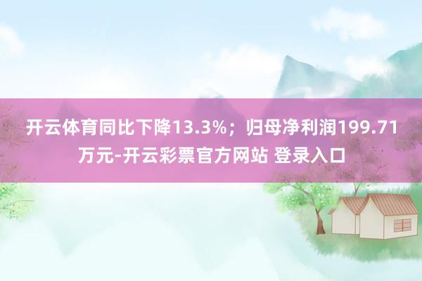 开云体育同比下降13.3%；归母净利润199.71万元-开云彩票官方网站 登录入口
