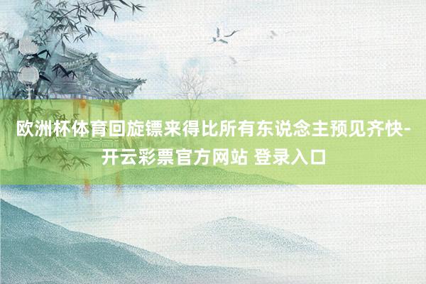 欧洲杯体育回旋镖来得比所有东说念主预见齐快-开云彩票官方网站 登录入口